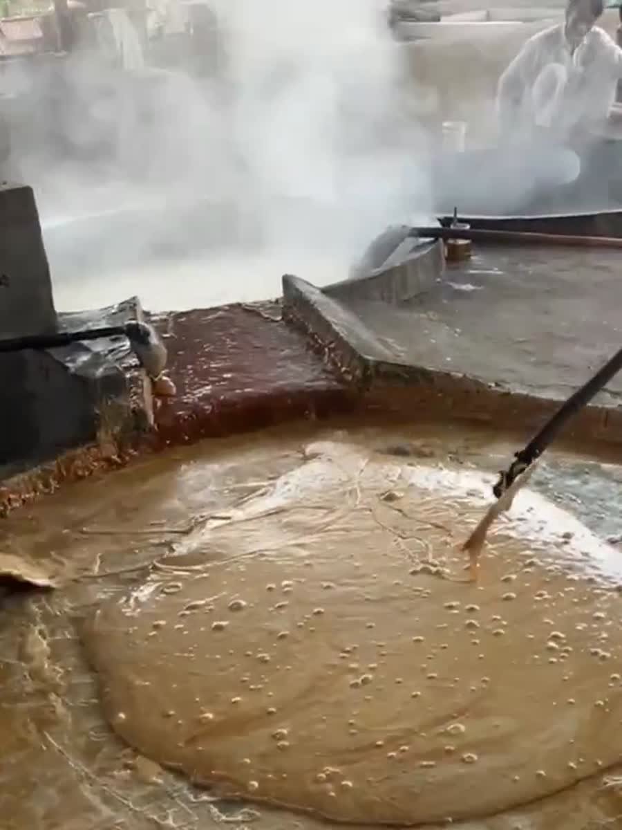 Traditional jaggery preparation
